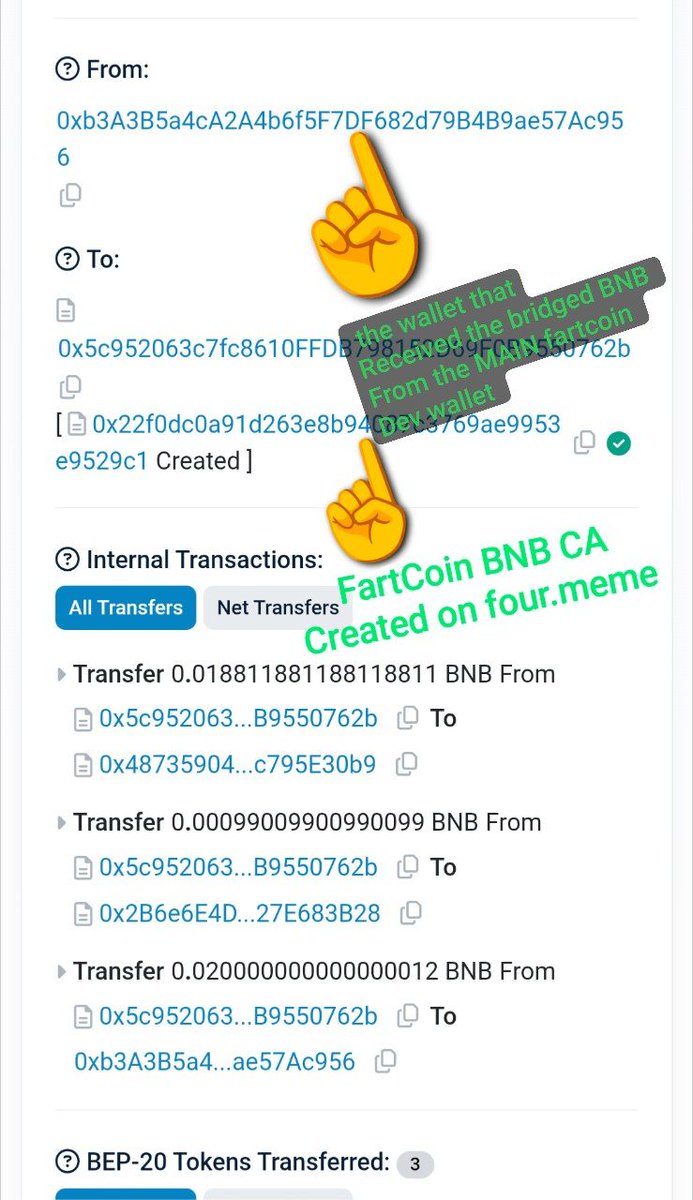 The Dev of #FartCoin that's in the billions launched a FartCoin on <a href="/BNBCHAIN/">BNB Chain</a>.

For those that are interested (degens like myself because of the mindshare of FartCoin, so I'm drawing a parallel)

There's a post proving it linked on the dexsceener, from <a href="/sosaxbt_/">sosa</a>
 S/o to him.
but