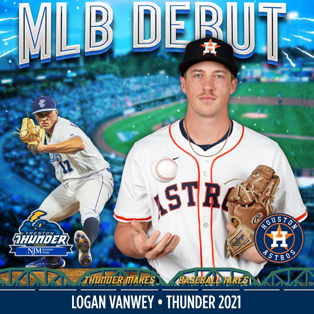 TrentonThunder's tweet photo. Congratulations to former Thunder Logan VanWey, who made his official debut with the @astros!

@Vanwey_Logan6 was part of the @mlbdraftleague's inaugural season in 2021 with the Thunder where he appeared in 17 games with a 1.61 ERA, striking out 32 over 22.1 innings. https://t.co/gD7JBzyMVR