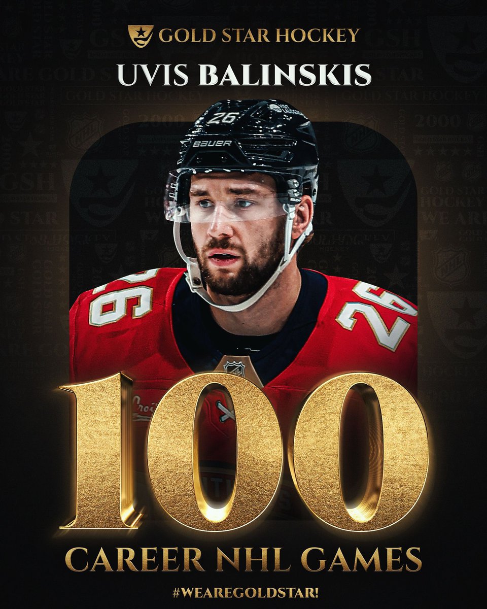 Congratulations to Uvis Balinskis of the #TimeToHunt on playing his 100th career NHL game tonight! #WeAreGoldStar!