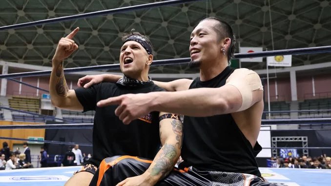 winterweather's tweet photo. Sources have told us there is no plans of a WWE/NJPW partnership, with many of them saying The Rock wore the shirt because he “Just likes NJPW” &amp; is a “Huge Fan” of IWGP Junior Tag Champions Kosei Fujita &amp; Robbie Eagles 

(Winter-Select) https://t.co/JkThoE8ww9