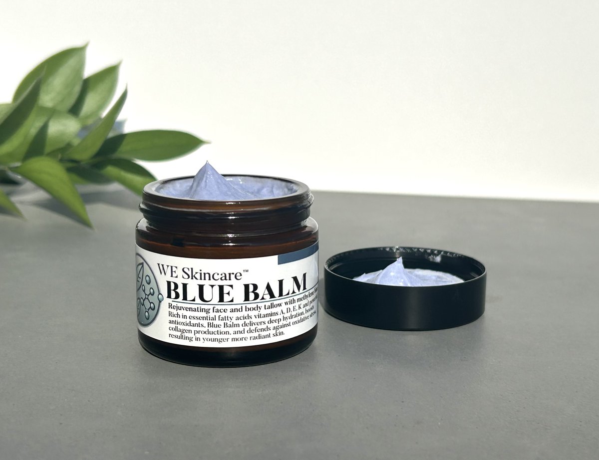 HelloWESkincare's tweet photo. Rejuvenate your skin with Blue Balm 💙
Methylene blue + tallow = deep hydration, boosted collagen, radiant skin. Shop: https://t.co/iVbyccd7yj https://t.co/Lq8dGoOIeM