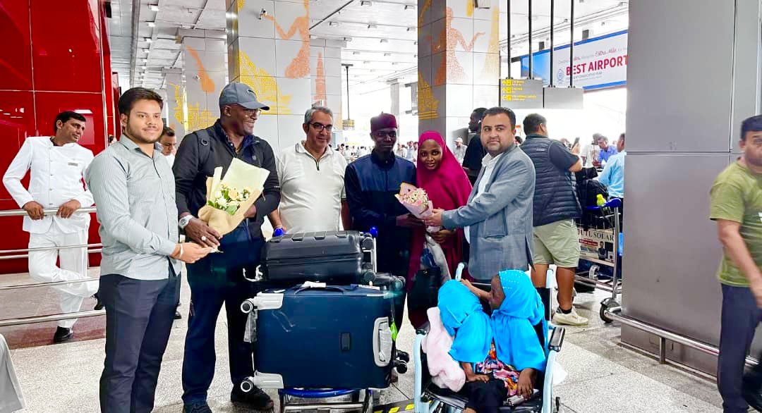 giplcofficial's tweet photo. Hassana and Hussaina with their parents arrived India safely. They were warmly received at the airport by the management team of Fortis memorial Medical Centre. We thank God for journey mercies https://t.co/gsH3n1cmQJ