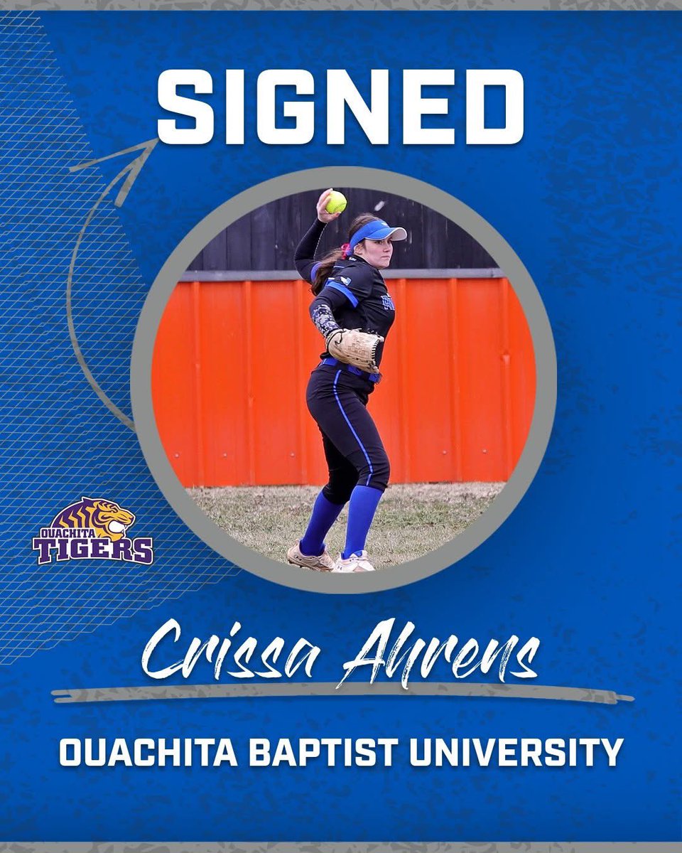 ✈️ ➡️ 🐅

Signed!  Sophomore CRISSA AHRENS will be heading to  <a href="/OuachitaSB/">Ouachita Softball</a> next season to continue her academic and softball career!  We love and are proud of you, Cap!! #TakeFlight #Team2 #ASUNAviators 💙💜