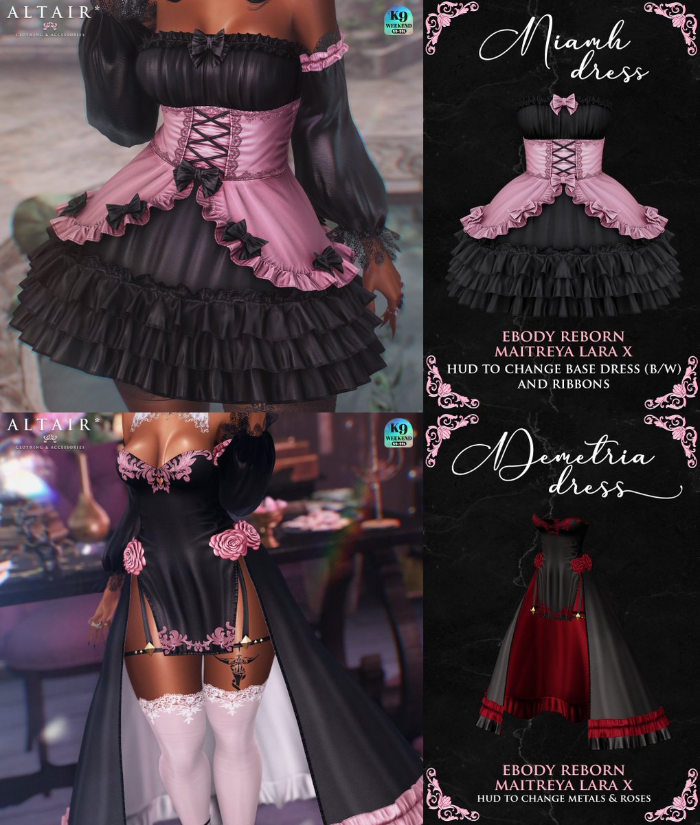 ALTAIRinSL's tweet photo. Niamh dress in pink &amp; Demetria dress in red for K9 Weekend, only 99L!  #SecondLife

TP to the ALTAIR* mainstore: https://t.co/rIp4wWLenm https://t.co/29NuEfy0DR