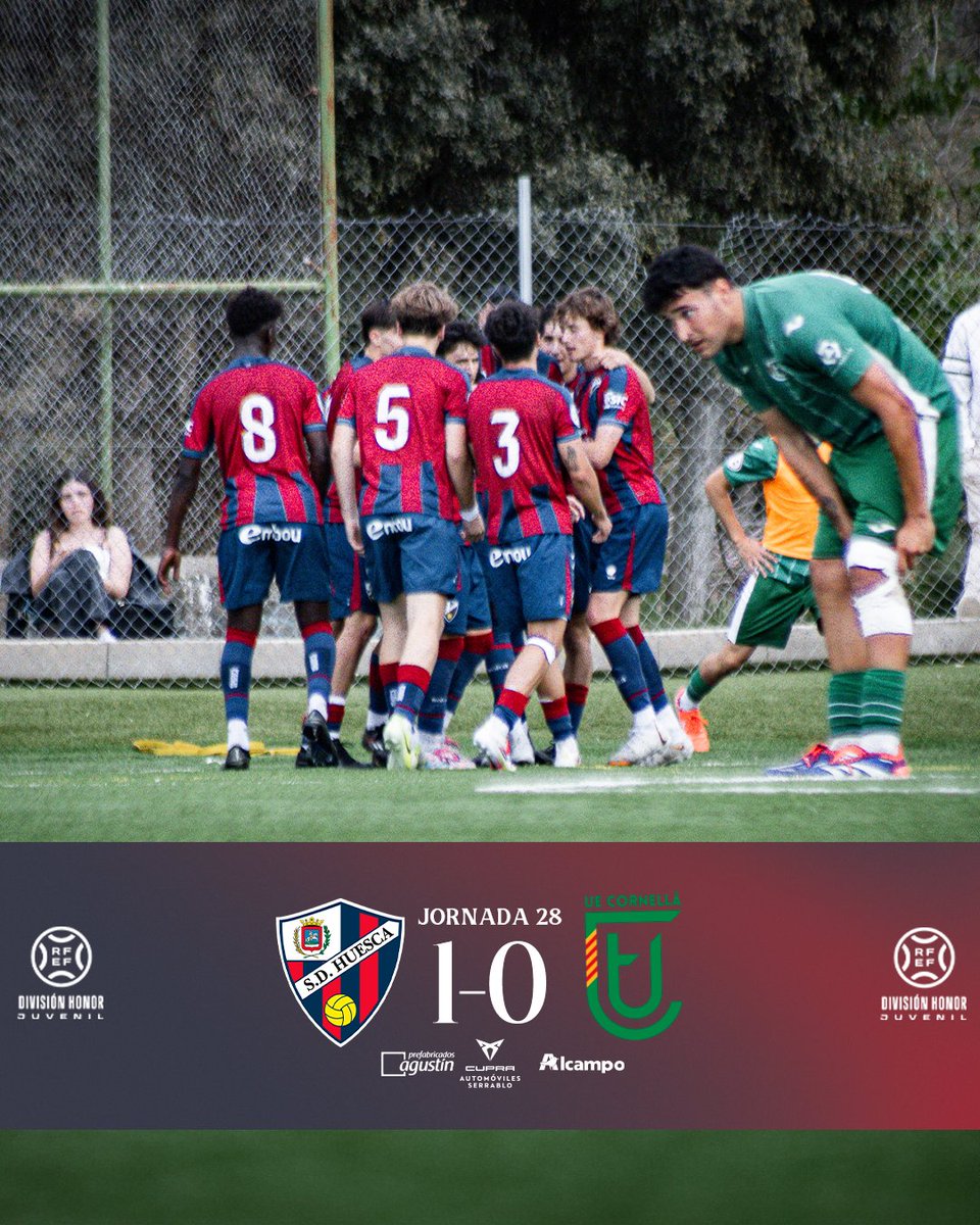 CanteraSDHuesca's tweet photo. ¡Vamooooos! ¡Vamoooos! ¡Vamooooos!

Un gol de Fontan y las grandes paradas de Azagra dan al juvenil tres puntos de oro en la Base, ya que certifican su permanencia en la categoría, a falta de dos jornadas.

✅ #DivisiónDeHonor
SDH Juvenil A 1⃣-0⃣ UE Cornellà
 
#CanteraSDH🔵🔴 https://t.co/yfXWP8MaSI