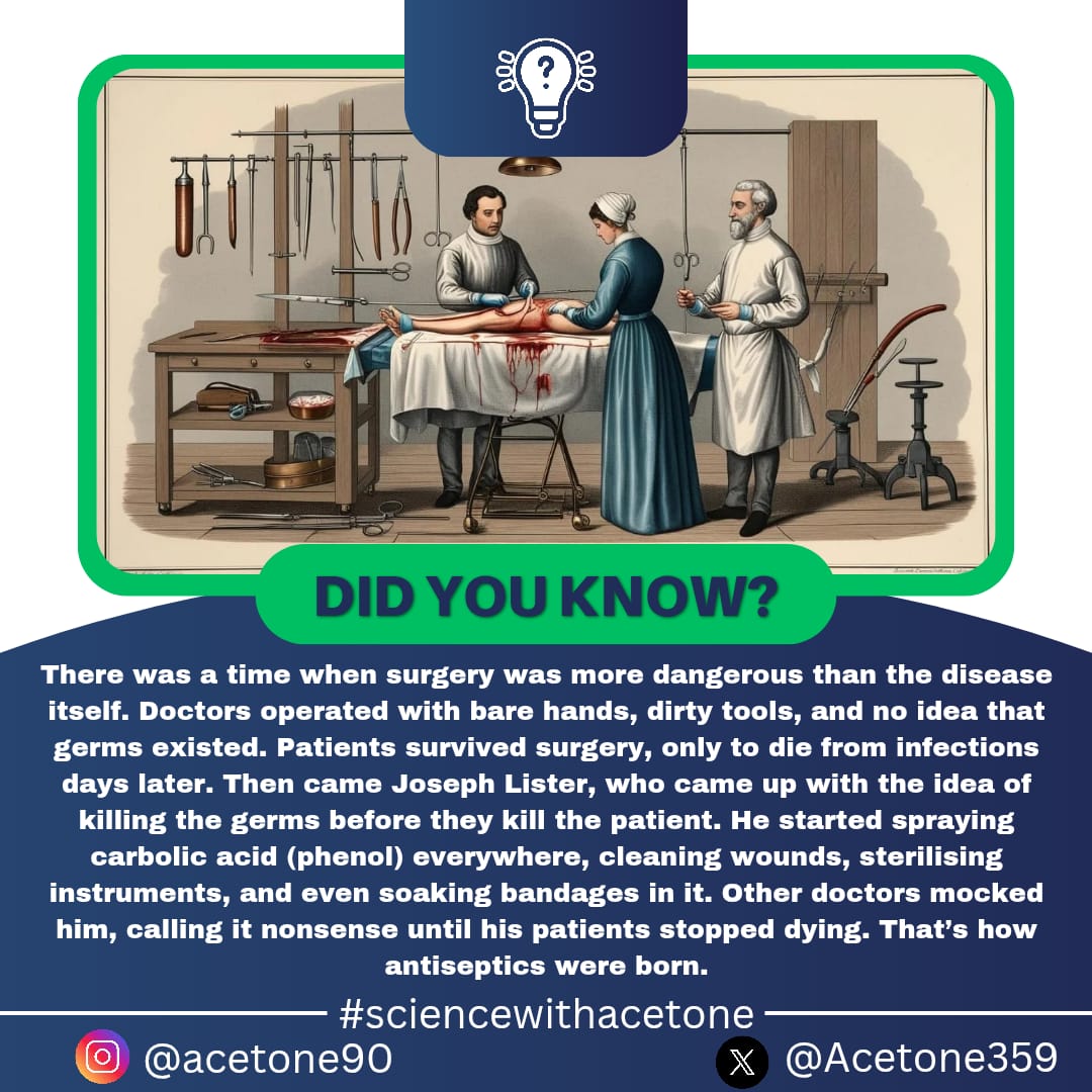 Acetone359's tweet photo. #MedicalScience #JosephLister #AntisepticSurgery #ScienceWithAcetone https://t.co/qz2ls8sfzz
