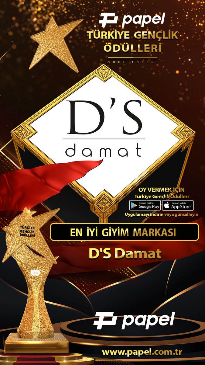 Papel Türkiye Gençlik Ödülleri oylama süreci başladı. Türkiye Gençlik Ödülleri uygulamamızı indirip  tüm kategorilerde oy kullanabilirsiniz.

#PapelTürkiyeGençlikÖdülleri
#eniyigiyimmarkası