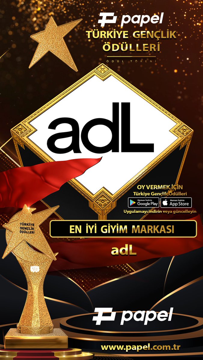 Papel Türkiye Gençlik Ödülleri oylama süreci başladı. Türkiye Gençlik Ödülleri uygulamamızı indirip  tüm kategorilerde oy kullanabilirsiniz.

#PapelTürkiyeGençlikÖdülleri
#eniyigiyimmarkası