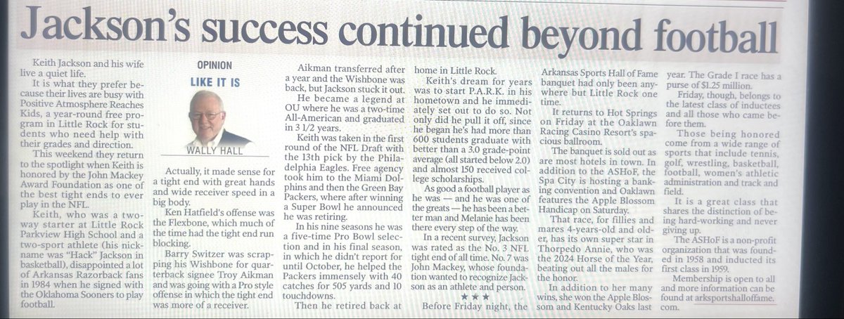 Barry Switzer (@barry_switzer) on Twitter photo All football fans (especially Sooner fans) need to know about Keith Jackson’s success after football. This is why he was elected Man of the Year twice in the State of Arkansas - the only person to ever do it. This is the reason why.
<a href="/Keithjackson88/">Keith Jackson</a> <a href="/OU_Football/">Oklahoma Football</a> <a href="/VarsityO/">Varsity O</a> All football fans (especially Sooner fans) need to know about Keith Jackson’s success after football. This is why he was elected Man of the Year twice in the State of Arkansas - the only person to ever do it. This is the reason why.
<a href="/Keithjackson88/">Keith Jackson</a> <a href="/OU_Football/">Oklahoma Football</a> <a href="/VarsityO/">Varsity O</a>