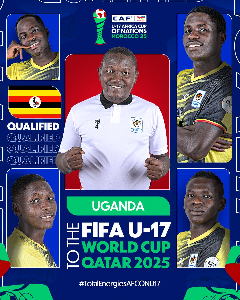 World stage secured. 🌍 

Uganda are FIFA U-17 World Cup Qatar 2025 bound! 🇺🇬 

#TotalEnergiesAFCONU17