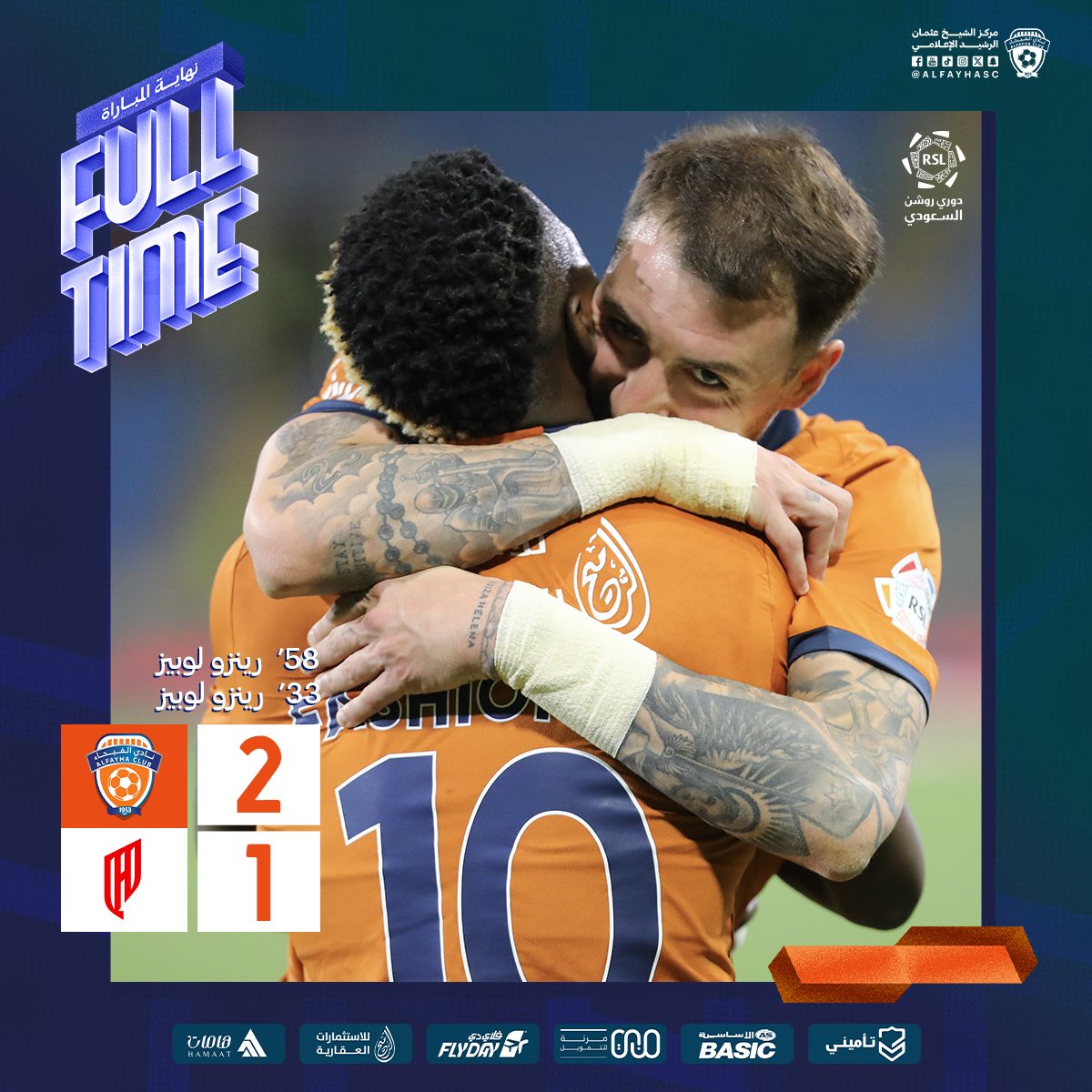🕙 نهاية المباراة 
#الفيحاء 2 - 1  #القادسية  (الجولة 27)
ألف ألف ألف مبروووووووووك يالفهود تستاهلون الفرح 🧡🧡
#مع_الفيحاء | #دوري_روشن_السعودي