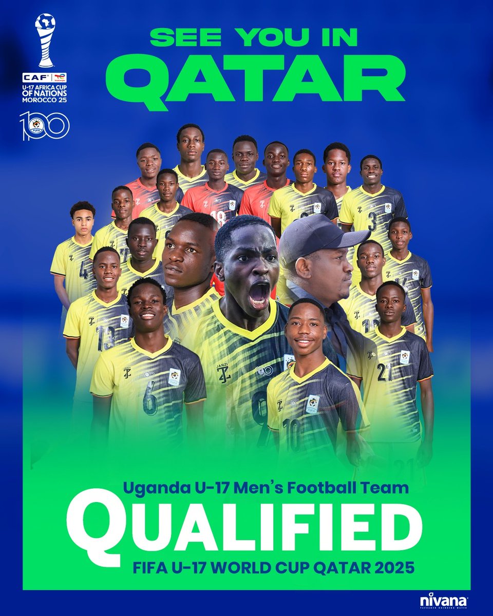 See you in Qatar 🇶🇦

Uganda U-17 Men's National Team has qualified for the FIFA U-17 World Cup Qatar 2025.

#TotalEnergiesAFCONU17