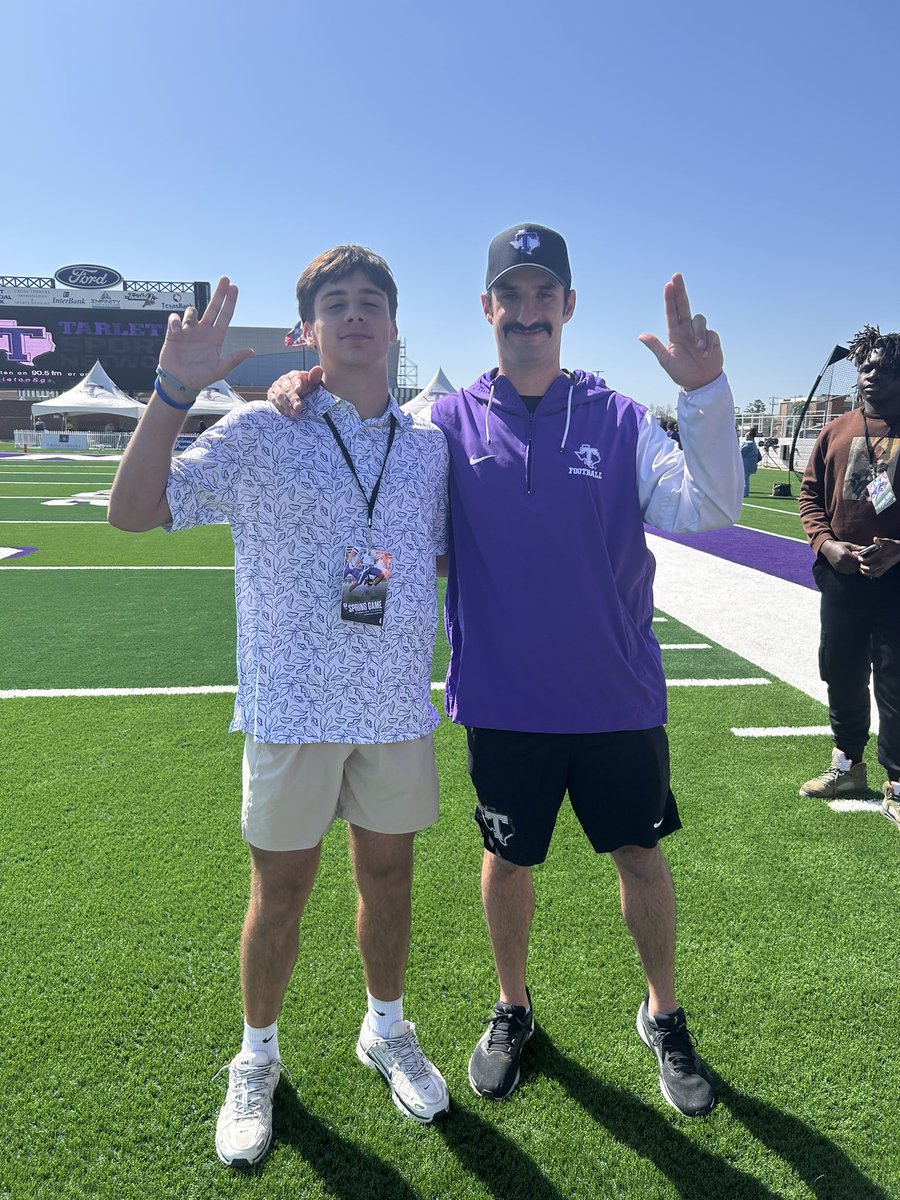 Went to Tarleton State for a visit with my team and met linebacker coach <a href="/FBCoachStone/">Jake Stone</a>! Only greatness coming from this coach. #bleedpurple