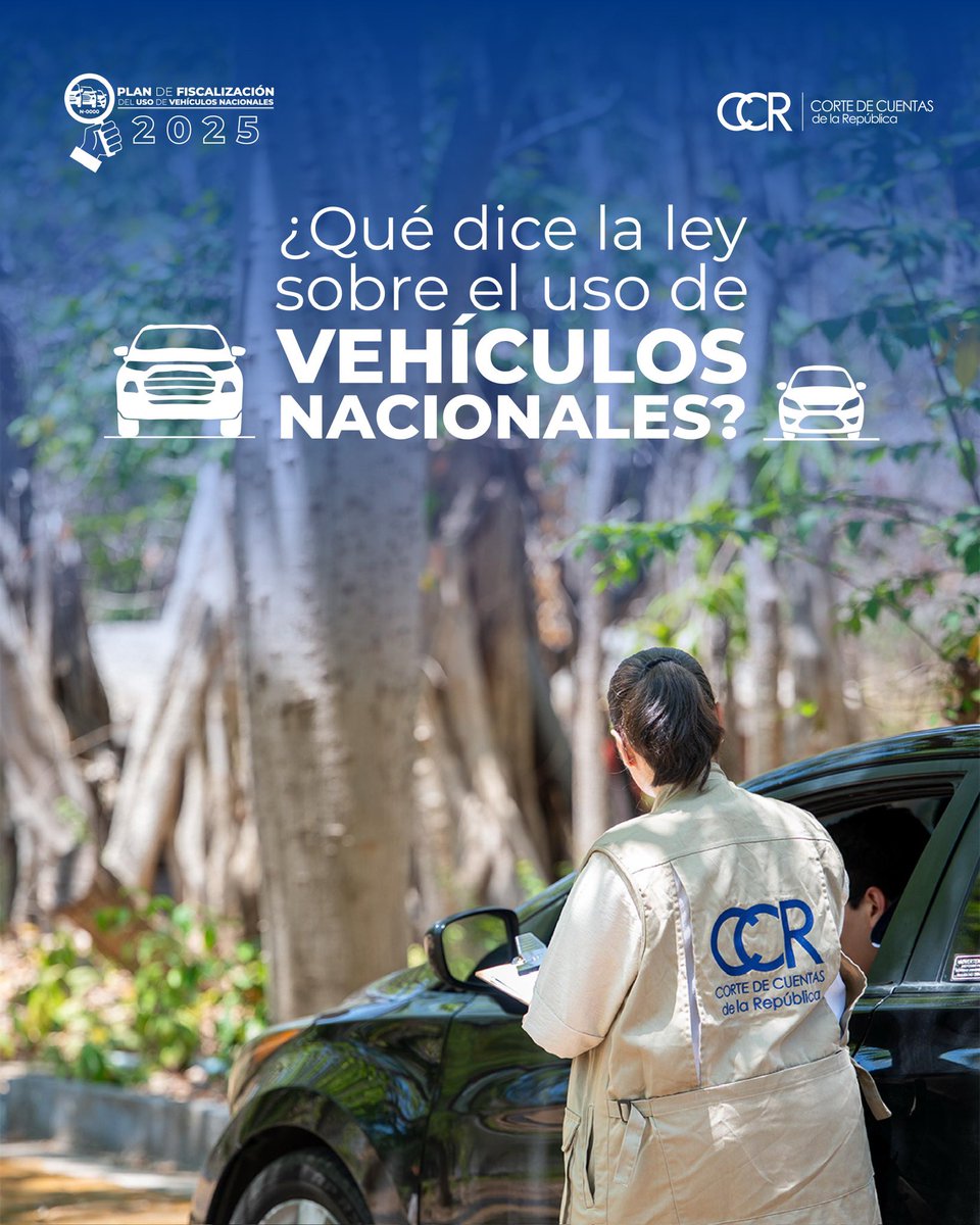 CortedeCuentas's tweet photo. El uso responsable de los vehículos nacionales es clave para garantizar que los recursos del Estado se destinen a servir a la población. 🚗

Con el Plan de Fiscalización del Uso de Vehículos Nacionales, la Corte de Cuentas cumple su deber de velar porque cada vehículo sea utilizado exclusivamente para fines oficiales, como lo establece la ley. 🔎