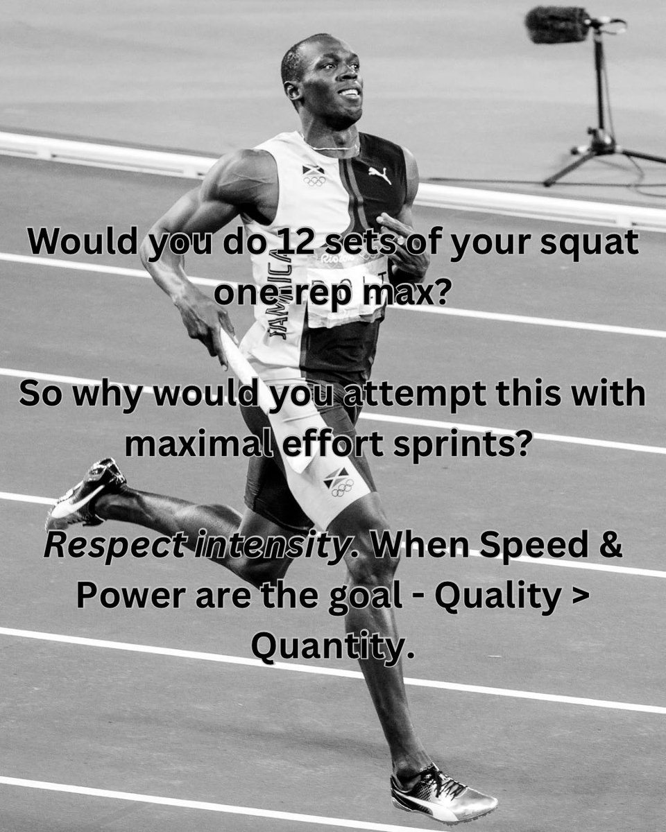 You wouldn't do 12 sets of your squat 1-rep max, so why treat sprints that way?

Intensity is a skill. Control it and use wisely - or risk diminishing returns.