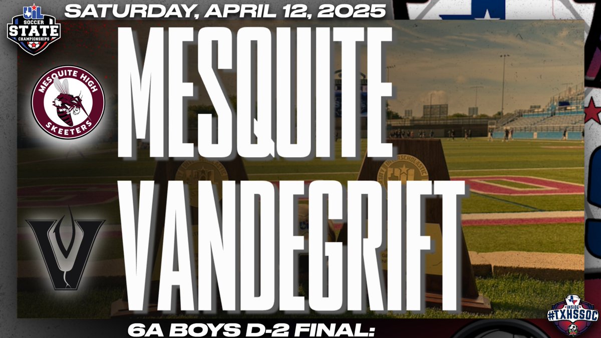 50_50Pod's tweet photo. 6A Boys D2 Final:              
#UILState   

UP Next...Another battle of two great squads for the right to win their first title. 
@SkeeterPride  🆚@vipersoccer 

#TXHSSOC #GoingToGeorgetown https://t.co/n6Sy8oJ75T