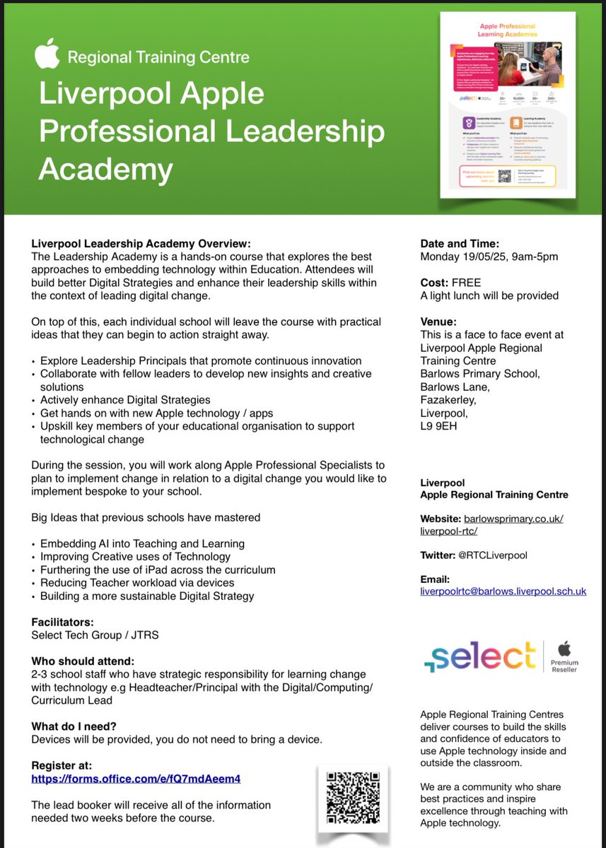 RTCLiverpool's tweet photo. Looking forward to Apple Leadership Academy on 19/05/25 with @jtrsltd  Book your place at: 
https://t.co/cEVsNHwTrL https://t.co/wnplp5VCoH