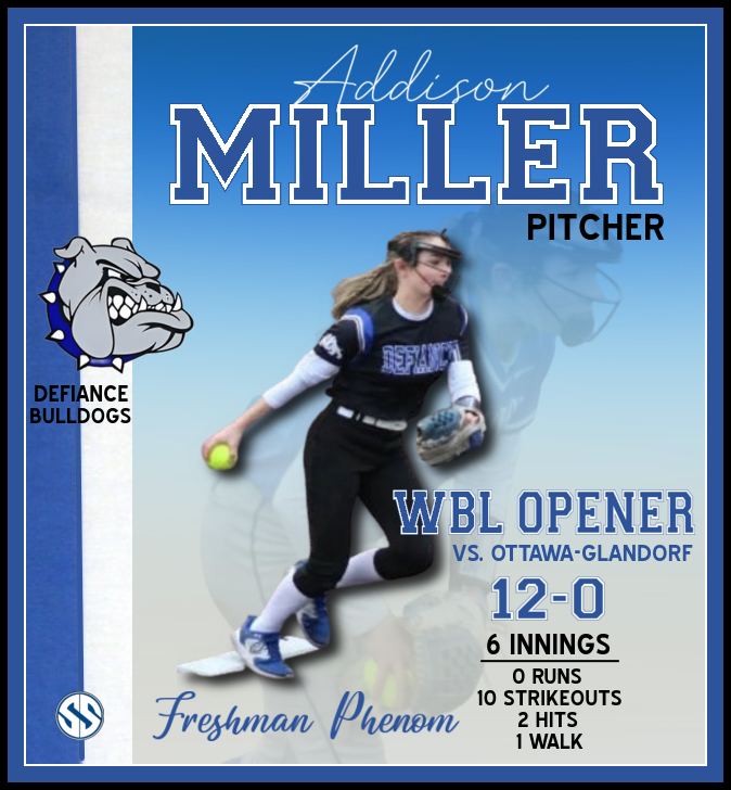SusanSweet44's tweet image. Congratulations to Defiance Lady Bulldogs softball team for their opening win in the WBL by defeating Ottawa-Glandorf 12-0. Very nice pitching performance by freshman Addie Miller! #LadyBulldogs #GoDawgs #DefianceSoftball @DefianceSBall