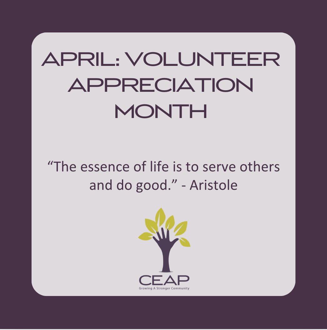 Happy Volunteer Appreciation Month! CEAP is celebrating our 3,000 unique volunteers that we partner with annually. From the Food Market, to Meals on Wheels and our Thrift Store volunteers - we could not do our work without you!