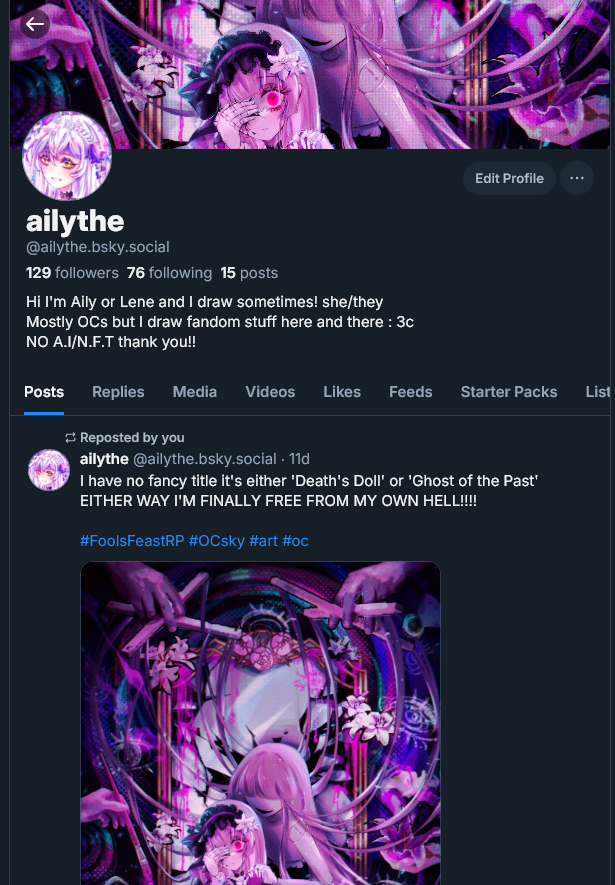 Ailythe's tweet image. 🦋Helloooo long time no post! I'm trying to move onto posting my art on bsky! 🥺🦋
I'll prolly pop in here every now and then to post stuff for cons, but otherwise my OC art will be on bsky from now on!! Thanks for viewing💕