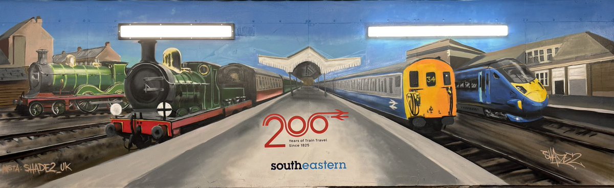 Shade2_UK's tweet image. My latest mural for @Se_Railway Margate Railway station celebrating Rail200 @railway200, highlighting the various rolling stock that used the Chatham to Margate line over the years.
@bbcsoutheast