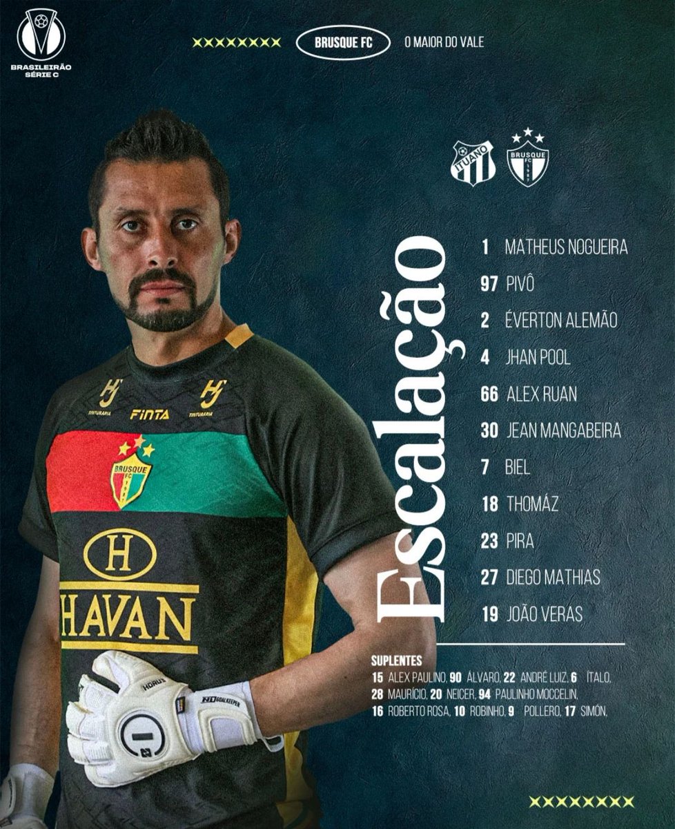 Brusque escalado para enfrentar o Ituano na estreia da Série C.