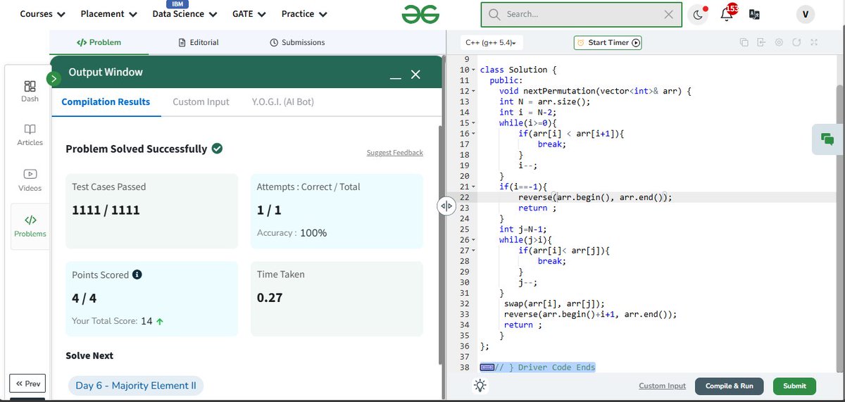 vibha46644's tweet photo. Day 5- Solved "Next Permutation #DSA problem today!
Attached is the solution screenshot.
#gfg160 #geekstreak2025
#ProblemSolving
Inspired by @geeksforgeeks encouraging coding culture! https://t.co/wm6NC5koU3