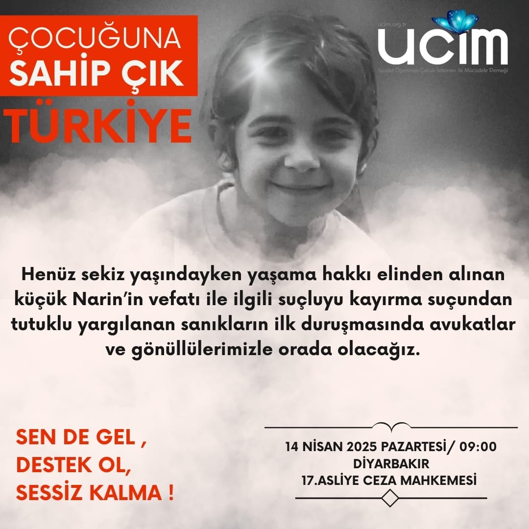 ucimorgtr's tweet photo. Henüz sekiz yaşındayken yaşama hakkı elinden alınan küçük Narin’in vefatı ile ilgili suçluyu kayırma suçundan tutuklu yargılanan sanıkların ilk duruşmasında avukatlar ve gönüllülerimizle orada olacağız.

 @SaadetOzkanEfe @yucelceylancom https://t.co/UQtdP4rCpS