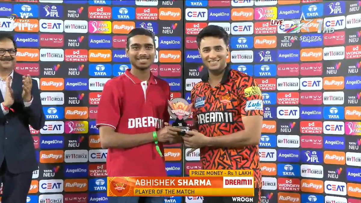 imdeepak79's tweet photo. ABHISHEK SHARMA WON THE PLAYER OF THE MATCH AWARD 🤯
#แผ่นดินไห #earthquake #Trump
#ตึกถล่ม #บิววราภรณ์ #หลิงออม
#Arsenal #declanrice #China #Mbappe #SRHvsPBKS https://t.co/KVgmhJf3Wg