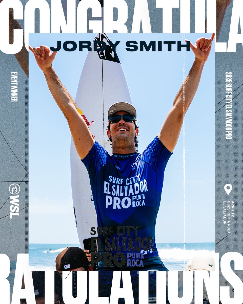 Your 2025 <a href="/surfcity/">Surf City</a> #ElSalvadorPro winner Jordy Smith!

What an epic run through this whole event, Jordy looked right at home on the cobbles of Punta Roca. Congrats on finding the winning feeling again Jordy 🥇