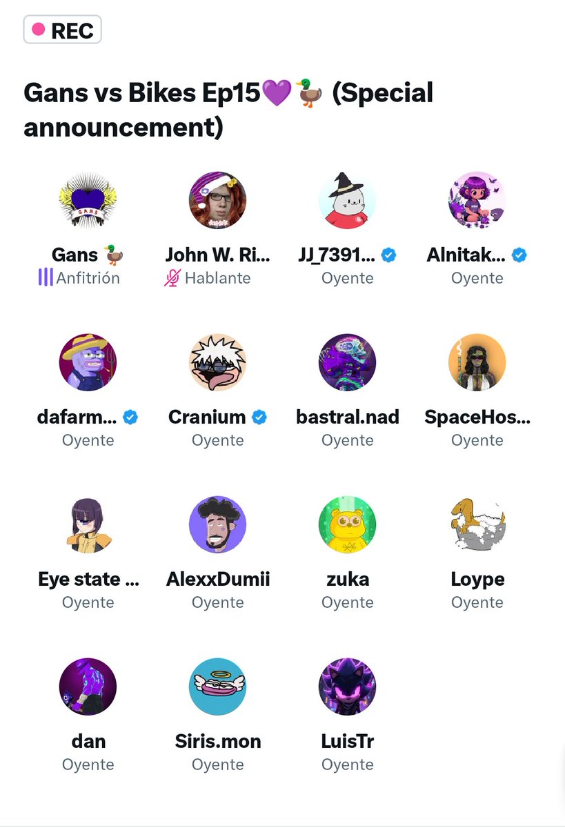 Gans and Bikes Ep 15, another incredible space💜🦆

Thanks all so much for joining, I hope u love It

Thanks <a href="/kingsleyfosho/">John W. Rich Kid Sister</a> for co hosting

⌛Always Saturdays 7:00 pm UTC⌛

Gans and Bikes on top💜