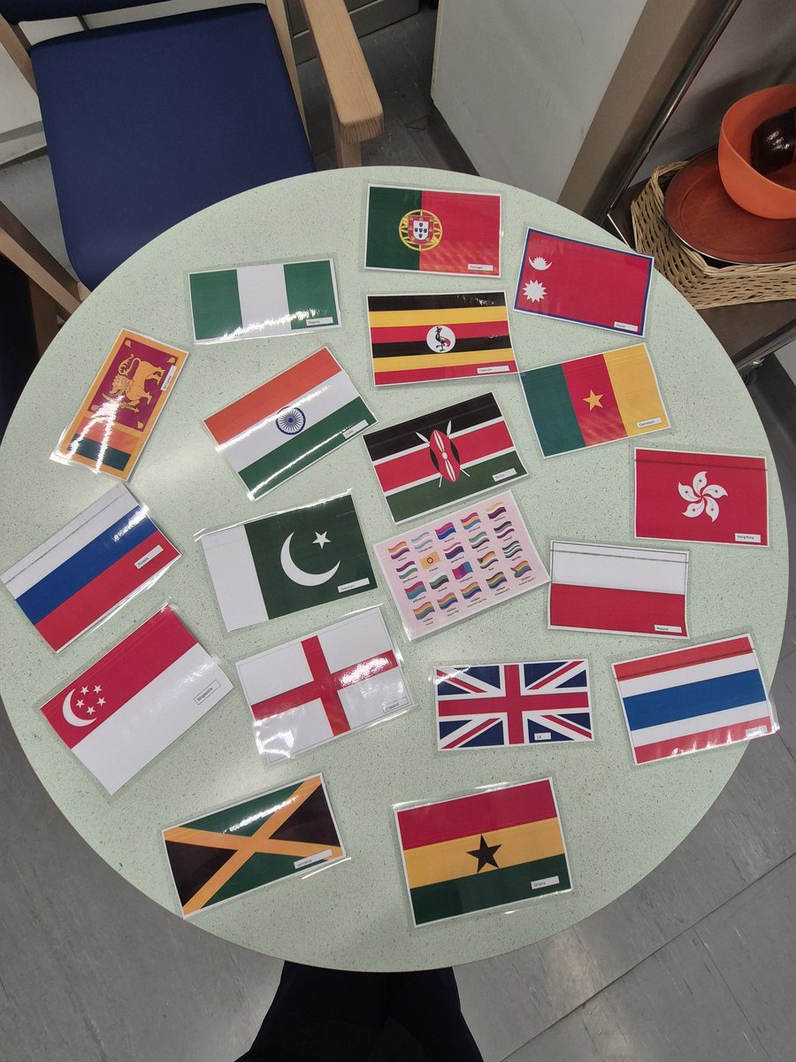 Tuesday we celebrate diversity within our team. Flags to represent each country will form a border around our staff board for all to see <a href="/NUH_Stroke/">NUH Stroke Unit Education Team</a> <a href="/NUHMedicine/">NUH Medicine</a> <a href="/VictoriaFensome/">Victoria Fensome</a> <a href="/SarahMack24/">Sarah Mack</a> 
New starters will place their flag if not already there 💙 leaving a legacy