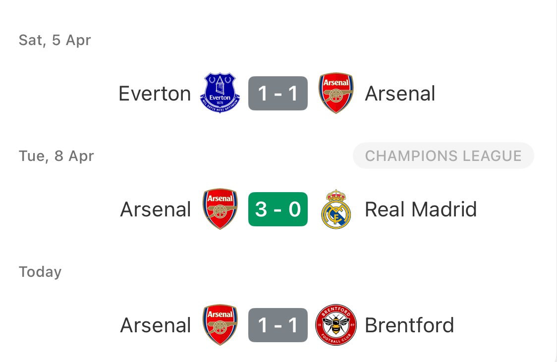 theMadridZone's tweet photo. ❗️Arsenal’s last 3 match results. https://t.co/2DyUJPhdF8