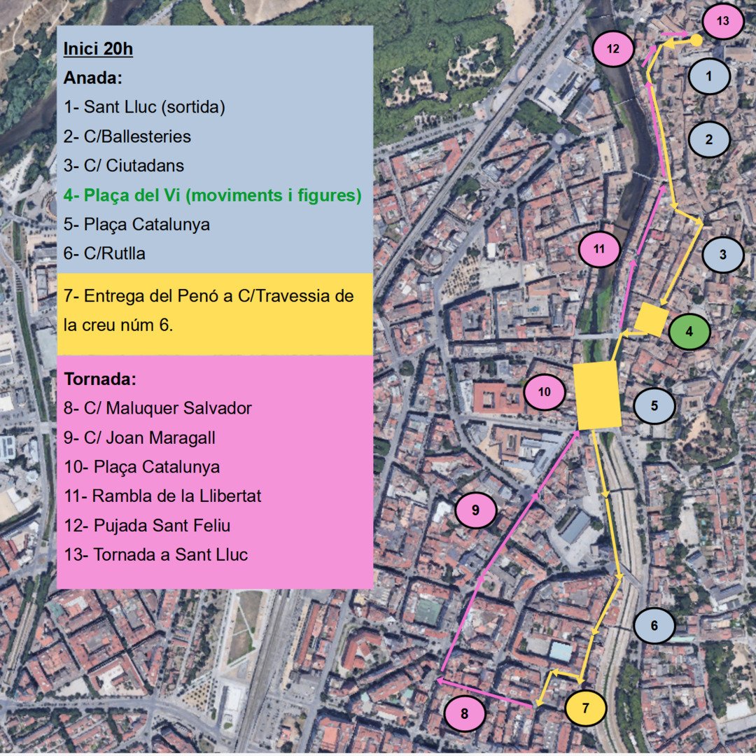 Informació del recorregut i horaris de l'entrega del penó el proper dimecres Sant 16 d'Abril a les 20h