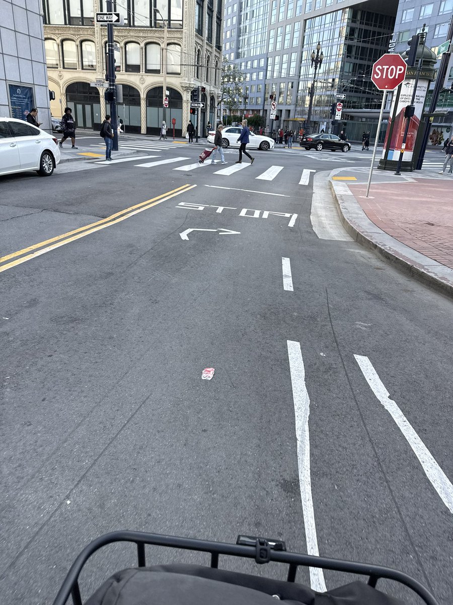 andhudhow's tweet photo. @DanielLurie can we do better than leaving recently repaved streets in a hand painted state for months? Several of these photos have been this way for 9 months+. It’s unsafe and also just embarrassing? I see this all over SF. https://t.co/qMuu7VXJGg