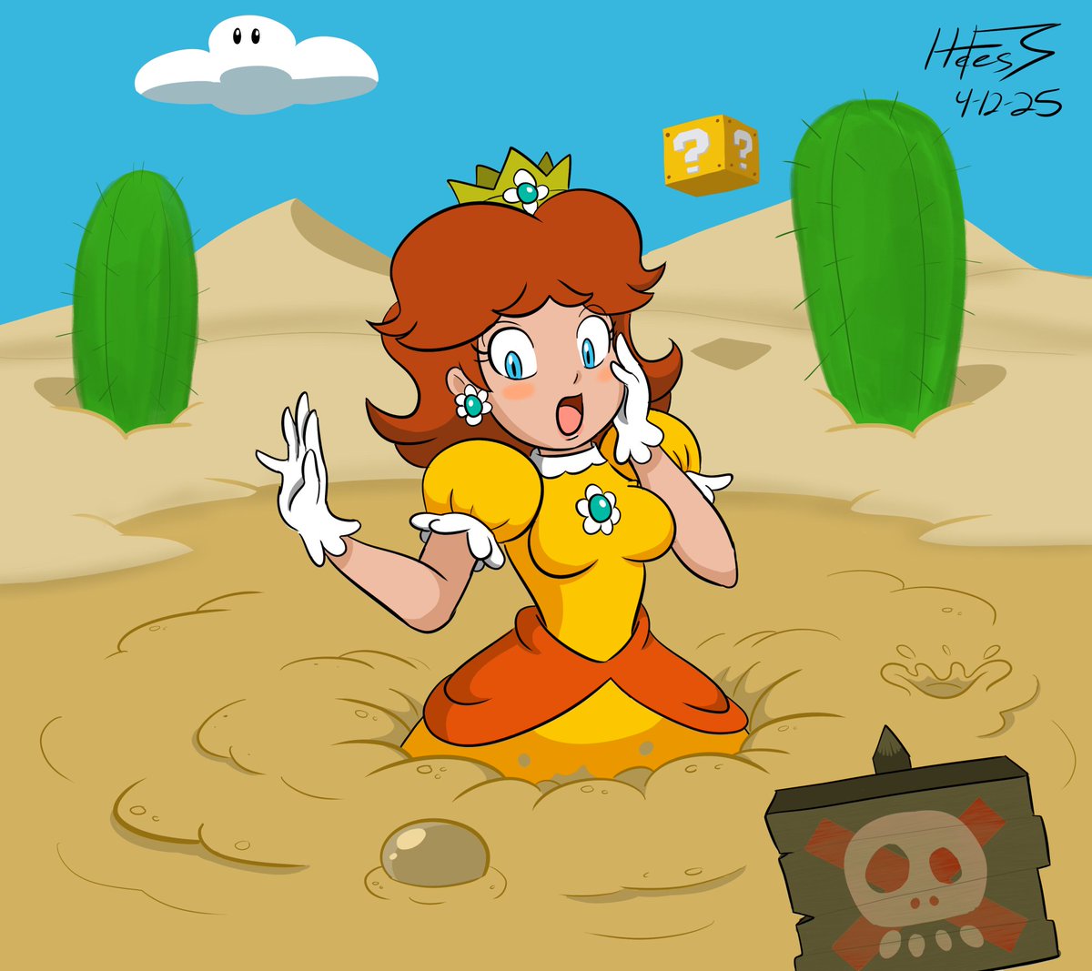 I drew a picture of Daisy sinking in quicksand for no particular