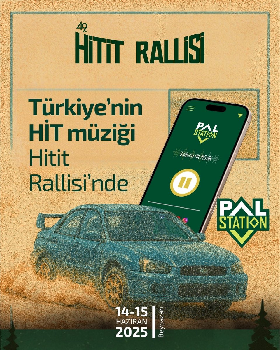 Anok_06's tweet photo. 🏁 Hitit Rallisi’nin heyecanı şimdi Pal Station’ın enerjisiyle buluşuyor!

*Ralli heyecanını müzikle yaşamaya hazır olun.*
Adrenalini yüksek etaplar, hızlı otomobiller ve tempolu müzik... Hepsi aynı ruhla, Hitit Rallisi’nde!

📍14-15 Haziran’da Beypazarı’nda görüşmek üzere! https://t.co/pJRVK3o4is