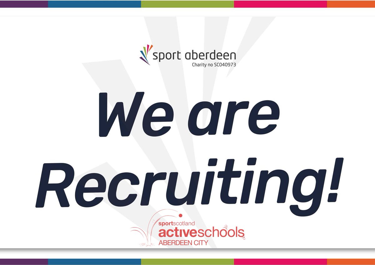 Active_Schools's tweet image. 🔊 We are hiring!

We have 2 vacancies within our Active Schools Aberdeen team:

🏀 Active Schools Coordinator (Oldmachar ASG) - sportaberdeen.co.uk/careers/sa646-…
🫂 Project Activator (St Machar Academy) - sportaberdeen.co.uk/careers/sa642-…

Help us provide sport &amp;amp; physical activity to local kids!