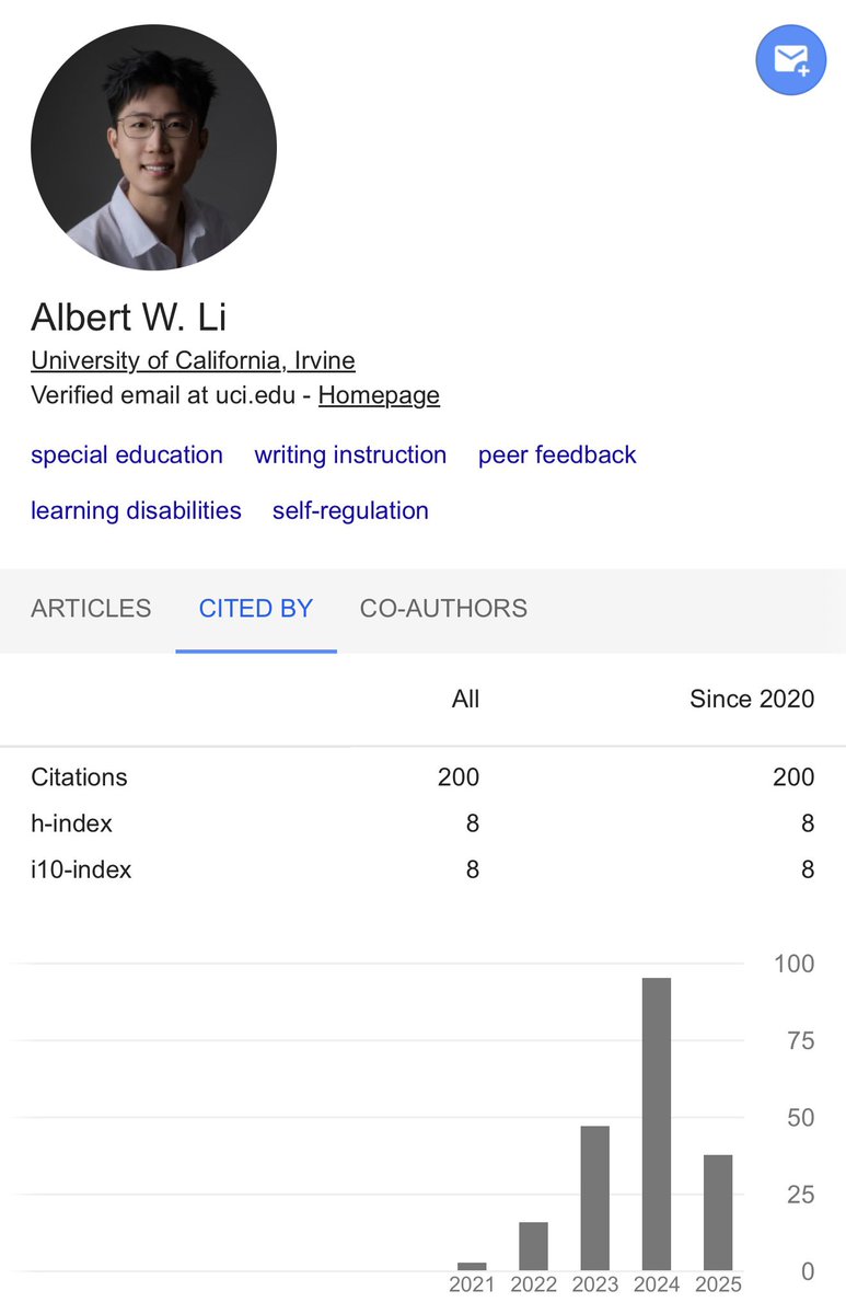 Great experience at 2025 UC SPEDDR Conference. Glad to see many researchers across UCs are doing special education research🥰 Just got my first 200 citations!🥳
