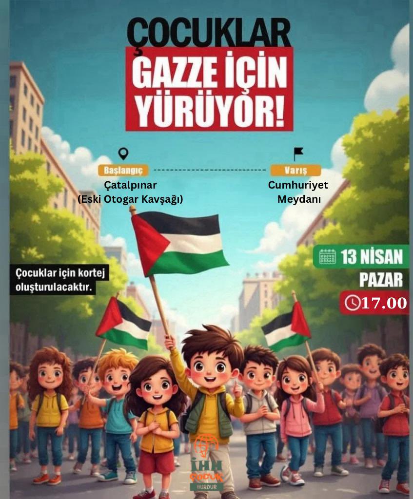 IhhBurdur's tweet photo. Haydi Çocuklar 
Pazar 17:00’de 
Burdur’da Gazze İçin Yürüyoruz https://t.co/L4LuVMEcnD