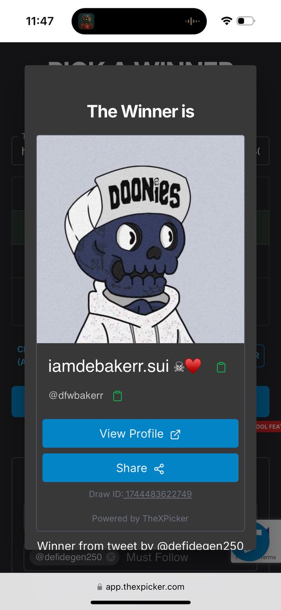 DefiDegen250's tweet photo. Random Winner of #SquidKey by @ikadotxyz
@dfwbakerr congratulations brotha 🤝
DM your 0x (NOT NS)
***30 $SUI WINNER TO BE ANNOUNCED SHORTLY - GOING THROUGH THE #ChopLocker 🫶 https://t.co/YUKMQeerEv