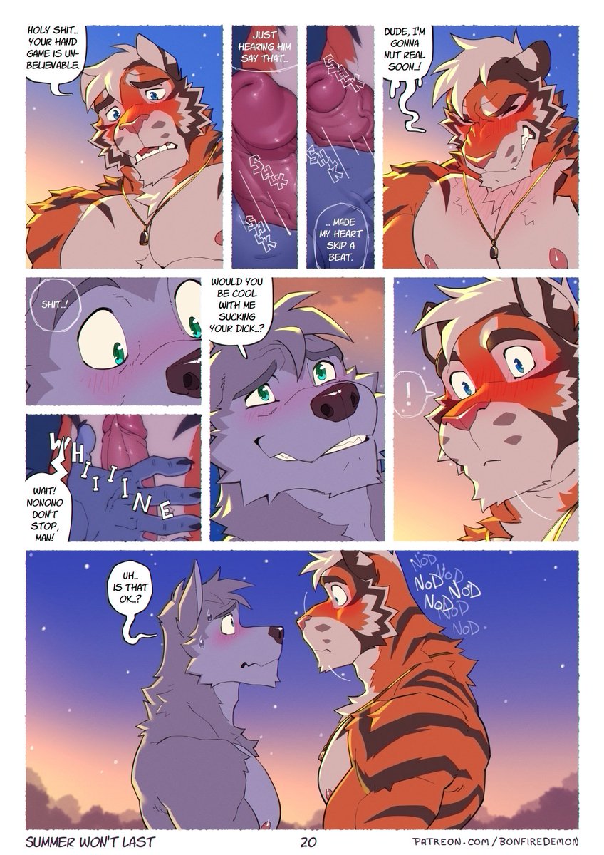 BonfireDemon's tweet photo. Hey everyone! I'm back from Bangkok and I'm ok! To coincide with page 23 on the other site, here's page 20 - hope you enjoy 🐺🐯 https://t.co/S3sHDzjDEl