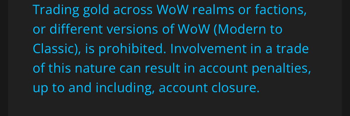 MysteriousZap's tweet photo. So now that mean trading gold to our alliance mate in our guild is now a bannable offence thanks blizz fucking sick ! Like wtf is that 😫 https://t.co/MZ8AN3eKGy