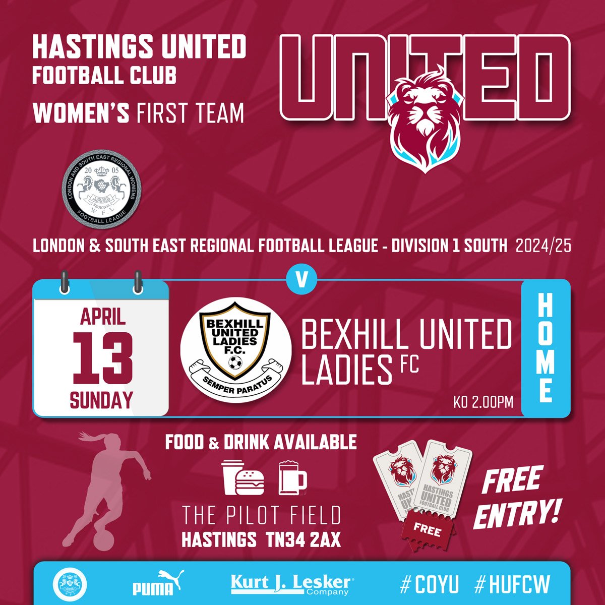 Hastings United Women (@hastingsufcw) on Twitter photo 🕑 𝕋𝕆𝕄𝕆ℝℝ𝕆𝕎 🕑
🗓 Sun 13th April
⏰ 2pm
🆚 <a href="/BexhillUtdLFC/">Bexhill Utd LFC</a>
🏆 @LSEWomensFl
🏟 The Pilot Field, TN34 2AX
🎟 FREE
🍔🍟🍻 AVAILABLE
#COYU
#Matchday
#HUFCW 🕑 𝕋𝕆𝕄𝕆ℝℝ𝕆𝕎 🕑
🗓 Sun 13th April
⏰ 2pm
🆚 <a href="/BexhillUtdLFC/">Bexhill Utd LFC</a>
🏆 @LSEWomensFl
🏟 The Pilot Field, TN34 2AX
🎟 FREE
🍔🍟🍻 AVAILABLE
#COYU
#Matchday
#HUFCW