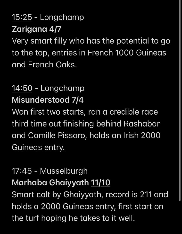 3️⃣ Smart ones I’ve picked out who hold some fancy entries, would like to think these races are stepping stones for the big races.