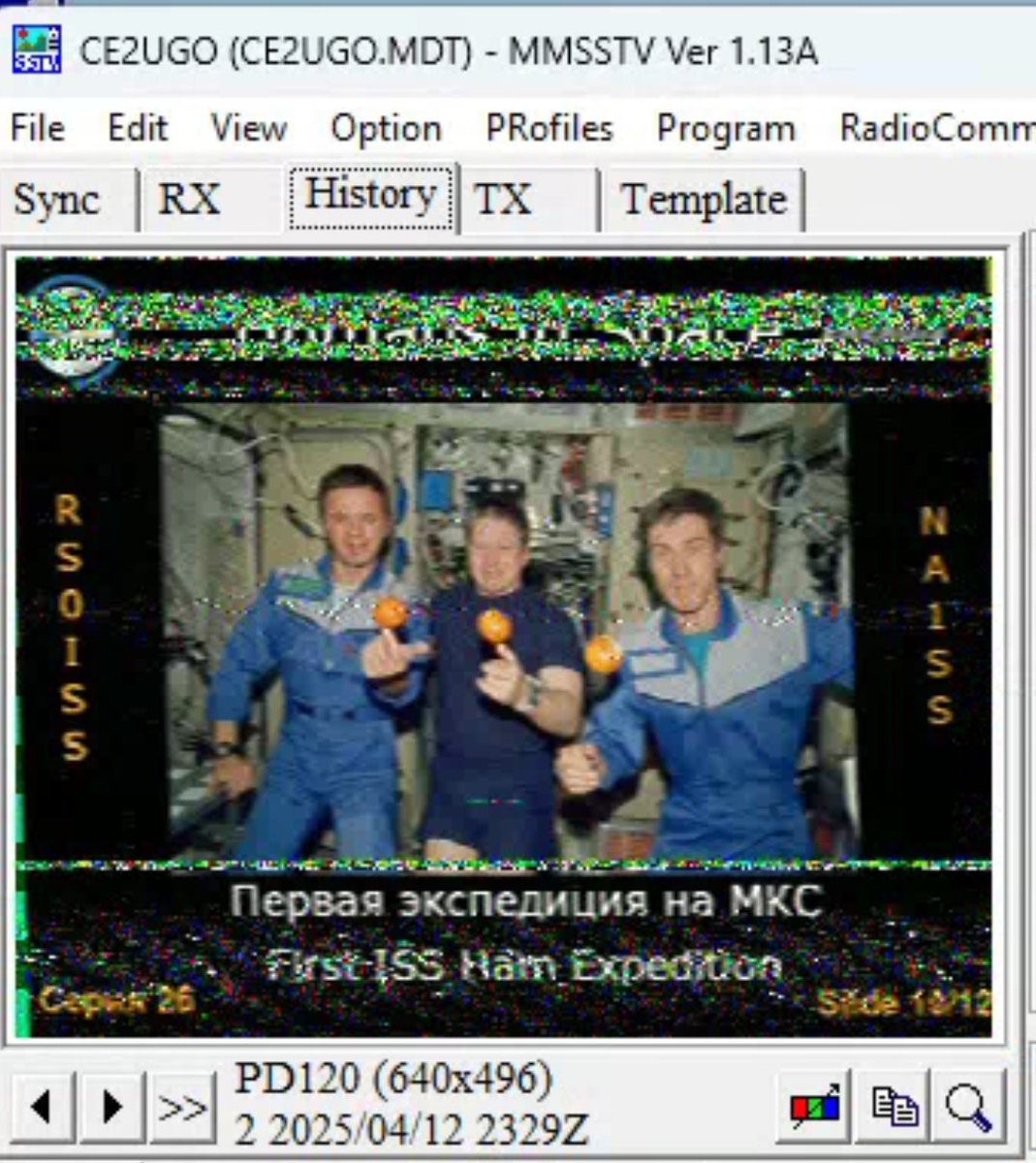 #ISS #SSTV pasada sobre Chile. Humans in Space 14.800 MHz PD120 12-abr-2025 23:29 UTC #Hamradio #radioaficion