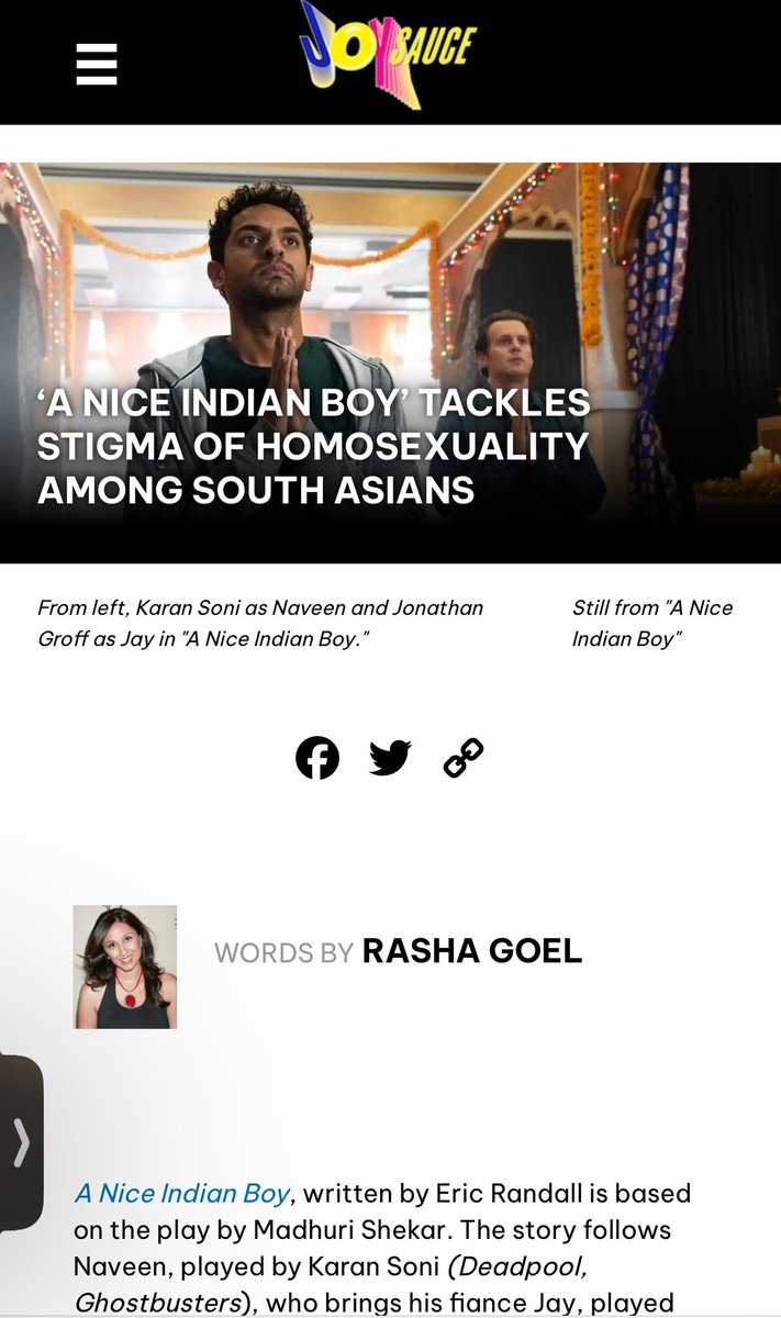 ‘A Nice Indian Boy’ tackles stigma of homosexuality among South Asians joysauce.com/a-nice-indian-…