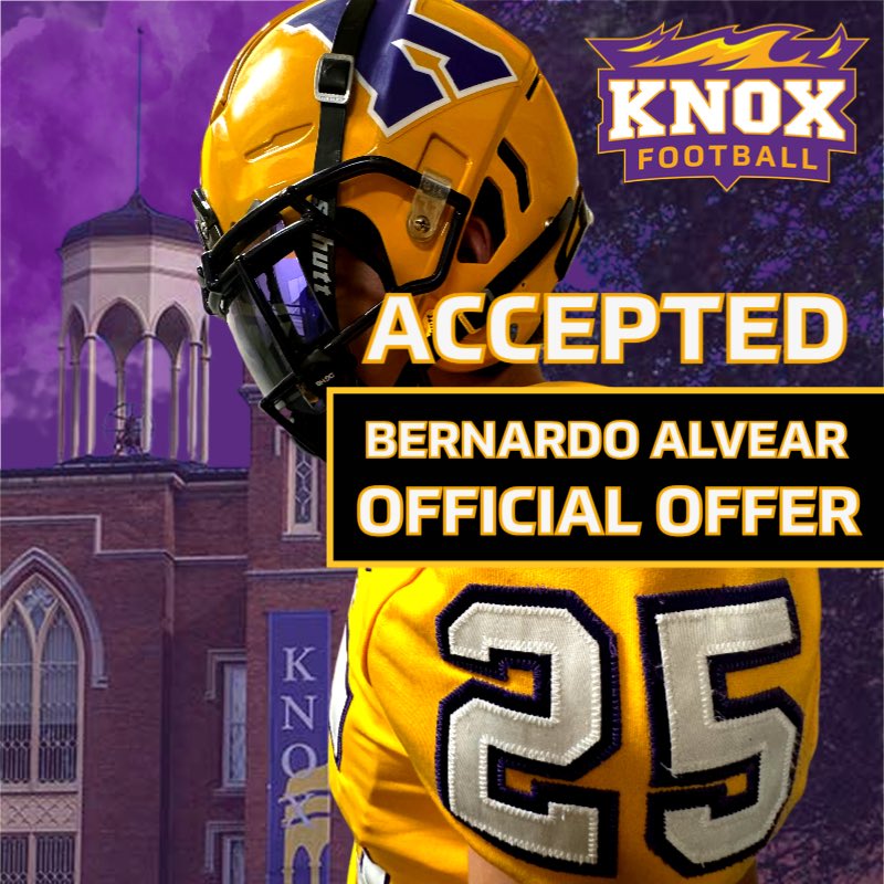 2025Alvear's tweet photo. After a great conversation with @CoachWillits and @FBCoachATaylor, I’m excited to announce an offer from @FB_KnoxCollege ! https://t.co/W2D7GgYjMZ