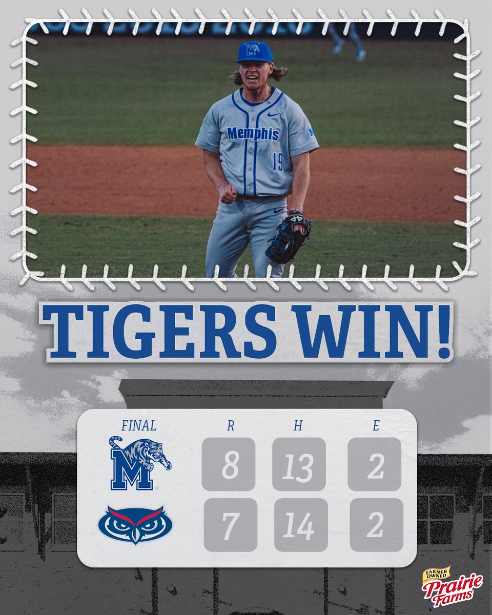 MemphisBaseball's tweet photo. 𝗔𝗹𝗹 𝗲𝘃𝗲𝗻 𝗶𝗻 𝗕𝗼𝗰𝗮 ‼️

#GoTigersGo | @PFDairy https://t.co/AunT4hGKM0