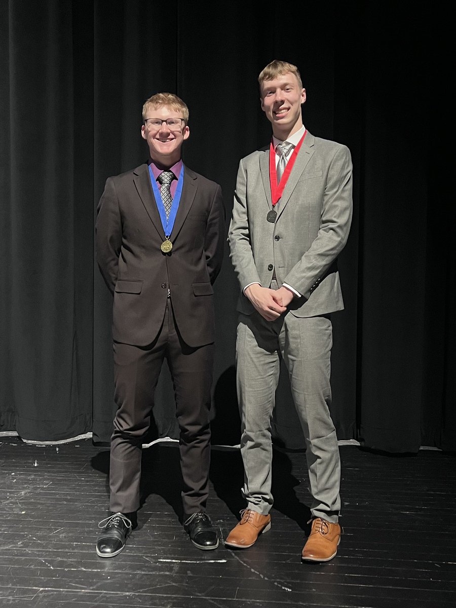 Congrats to basketball players Logan Schad (Creative Expression) and Teague Dusha (Extemporaneous Speaking) for qualifying for the State Speech meet!